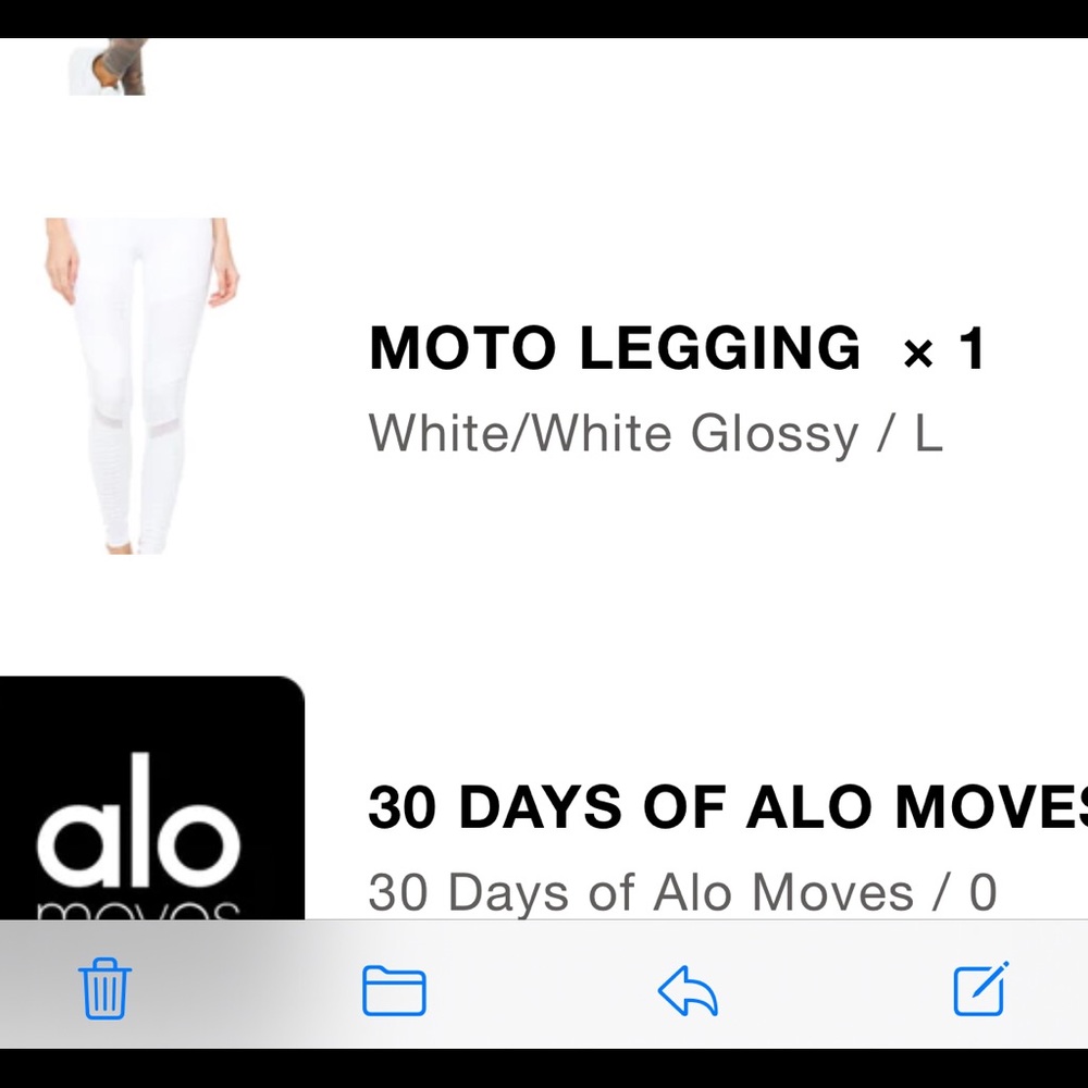 Alo Yoga white moto leggings
